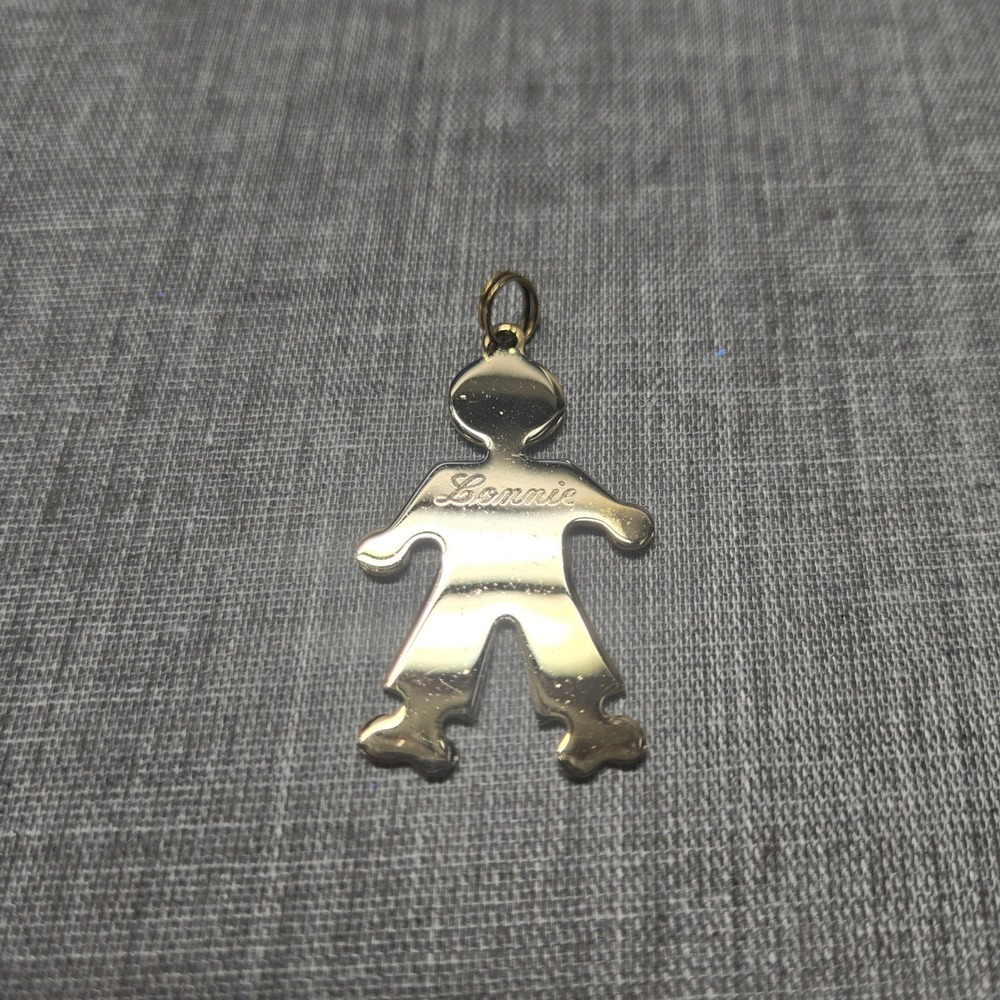 Vintage Gold Child-Shaped Charm Pendant – Engraved "Lonnie"